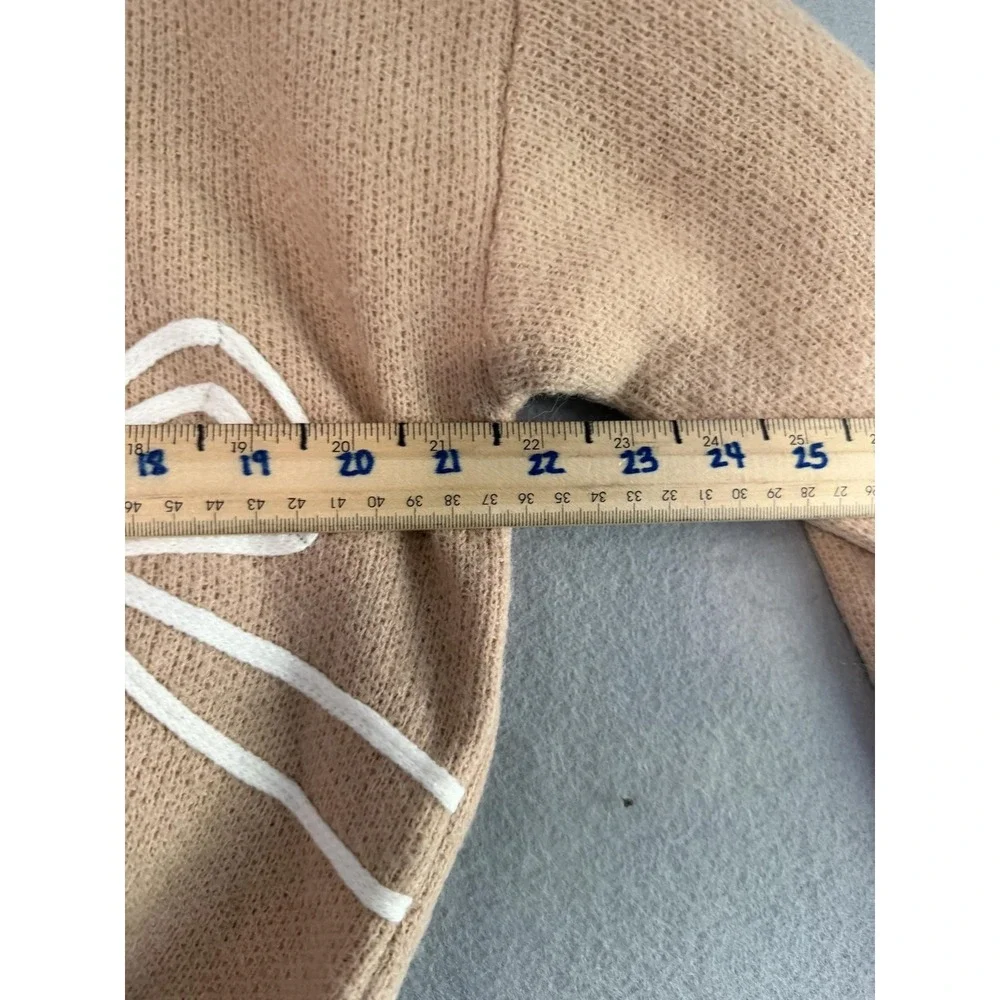 Luna Ivy Sweater Womens Small Beige Bow Crew Neck Long Sleeve Knit Pullover